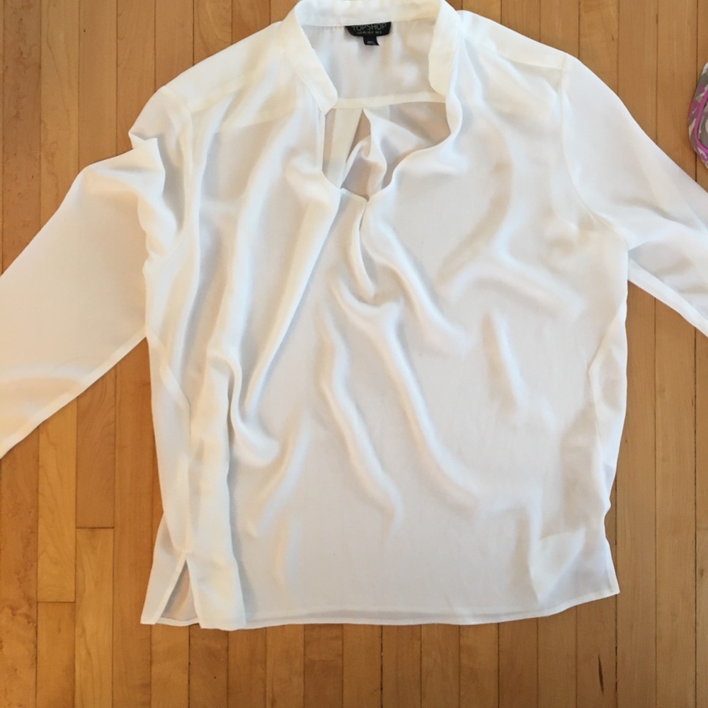 Top shop white sheer blouse 8